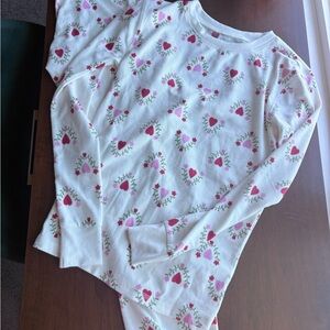 Cream Heart Print ON Girls Pajama Set